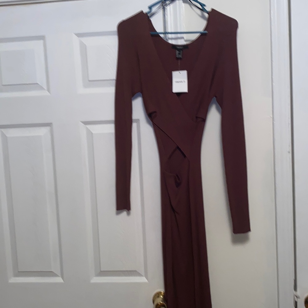 Brown open stomach dress